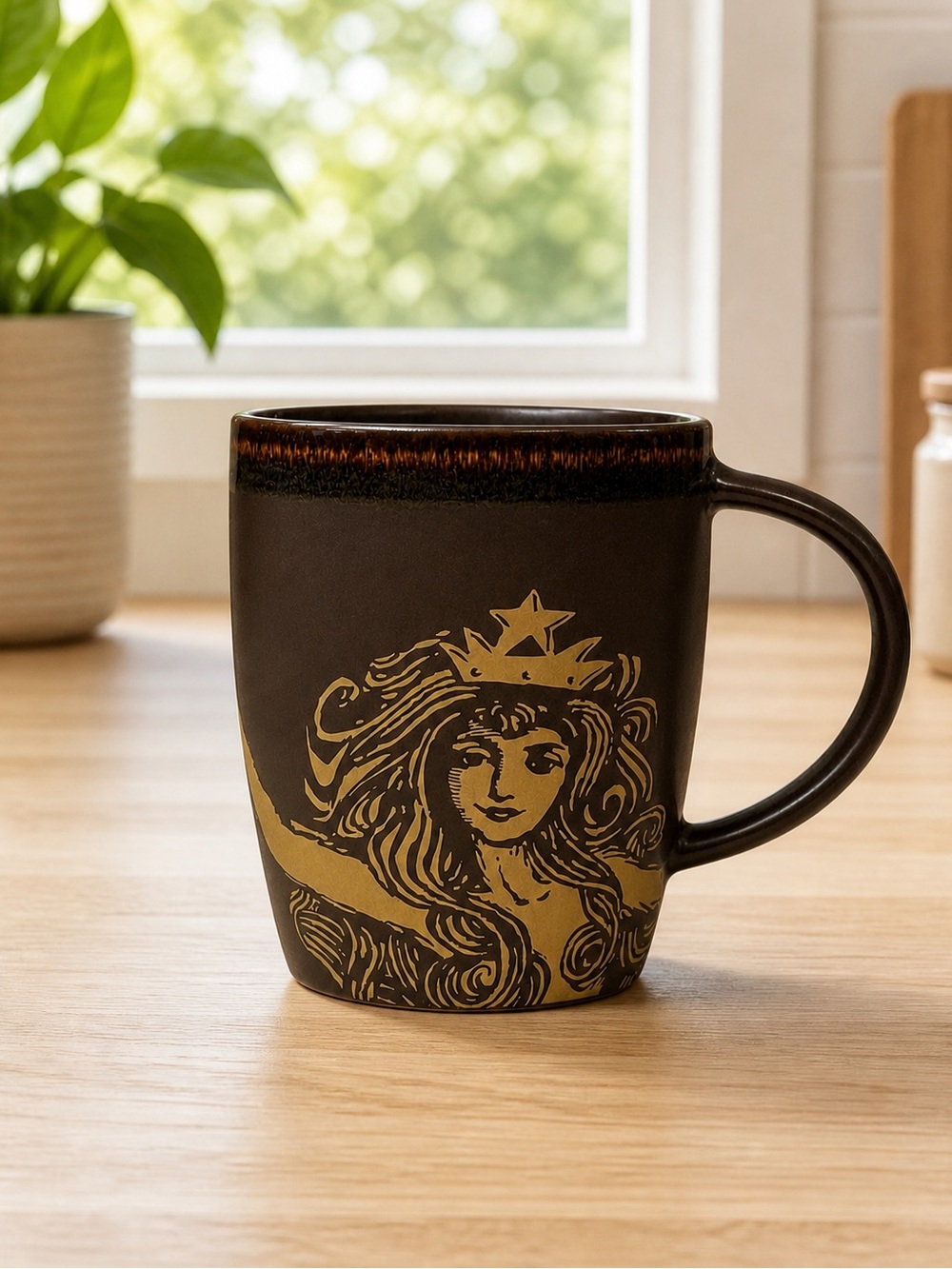 Starbucks 2012 Anniversary Siren Chocolate Brown Mermaid 12oz Coffee Mug NWOT